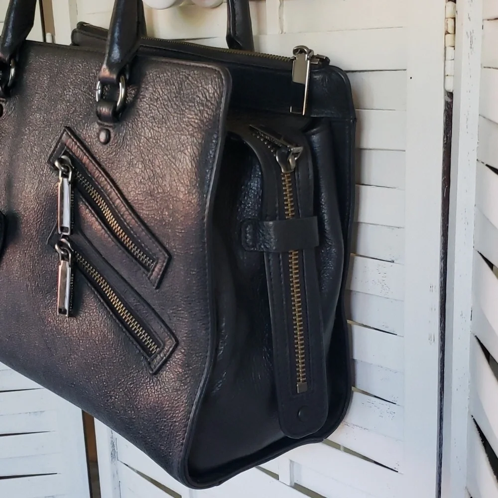 Rebecca Minkkoff Jamie black leather zip closure  satchel bag